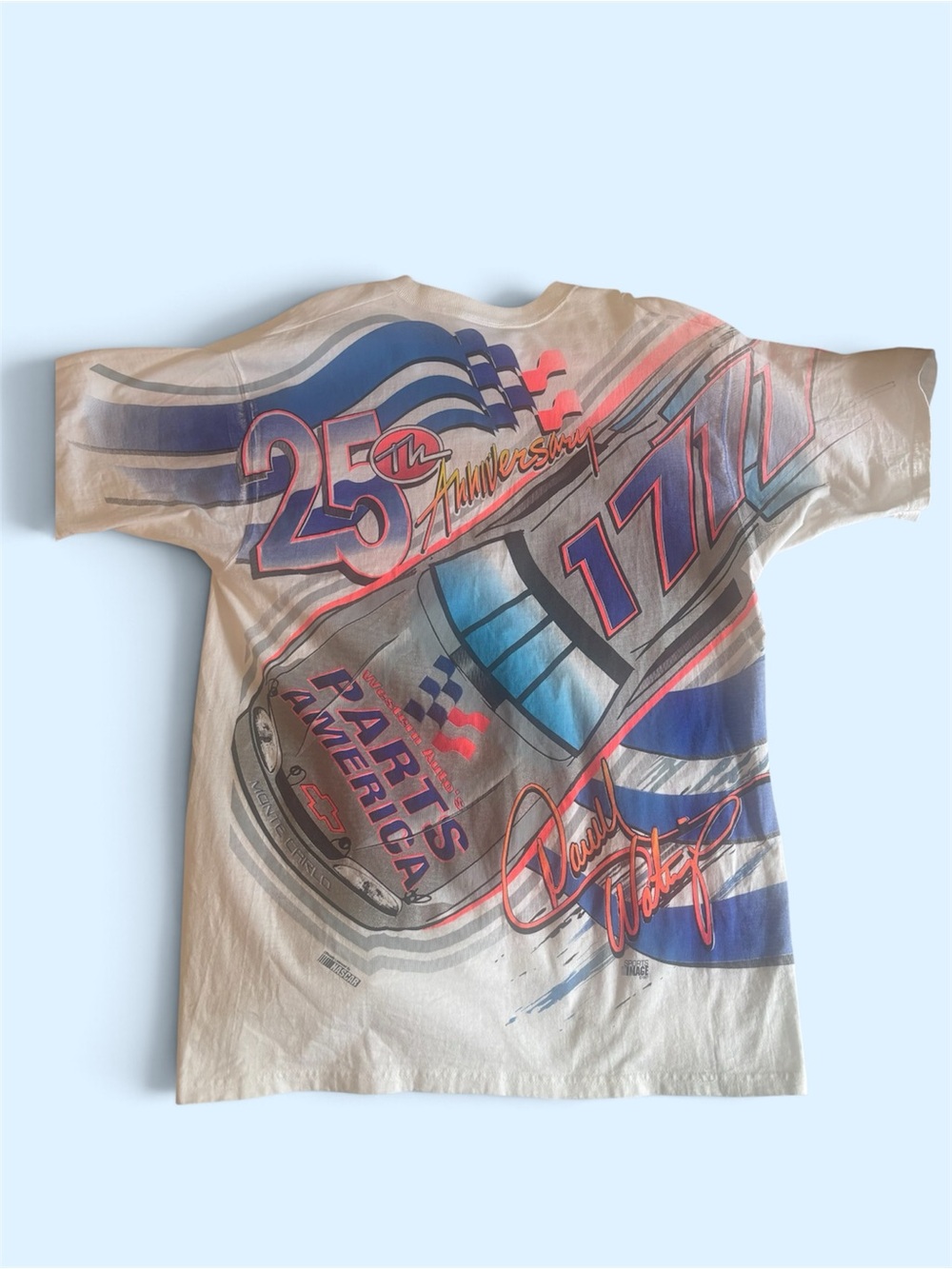 Chase Authentics White Graphic Racing Tee with Blue & Red Accents